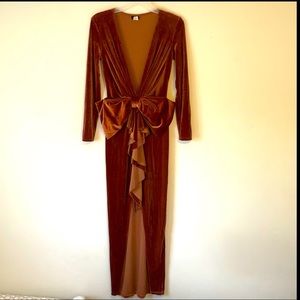 Emerald Brown Velvet Dress